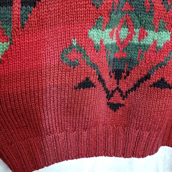 Vintage Polo Ralph Lauren Hand Knit Aztec Print Wool Sweater Size Large - Picture 11 of 11